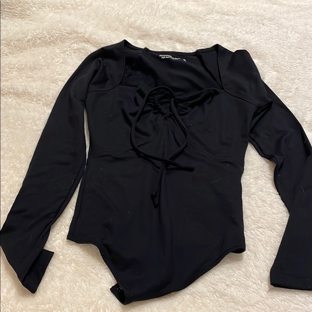 Abercrombie & Fitch Black Long Sleeve Bodysuit
